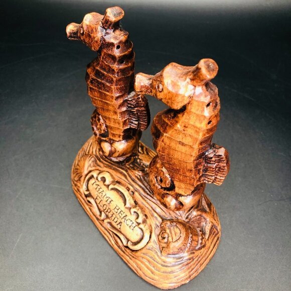 70s Treasure Craft Miami Seahorse Salt Pepper Shaker Stand Set Beach Party - Picture 3 of 10